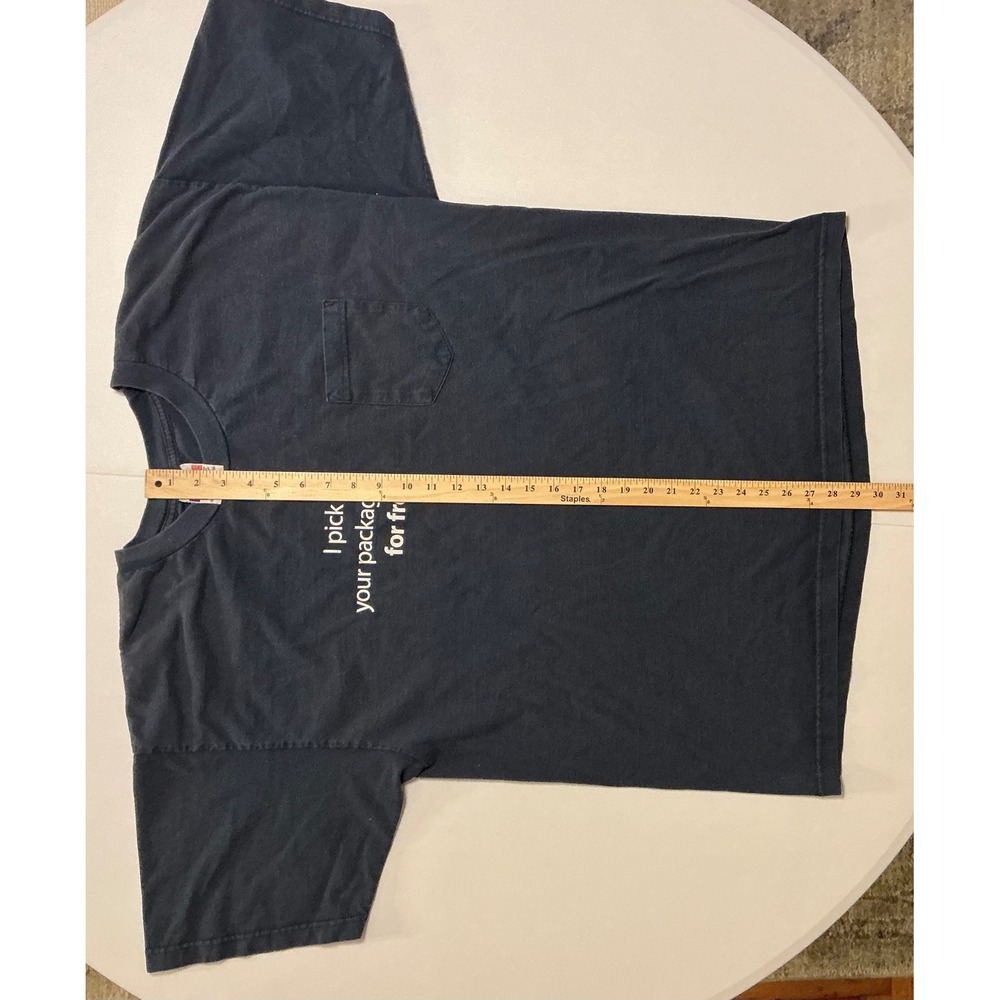 VTG USA Made USPS Single Stitch Double Side Sleeve Hit T-Shirt Navy Mens 2XL - Picture 4 of 5